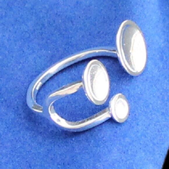 Sterling Silver Cupped Adjustable Circles Ring - Picture 1 of 8